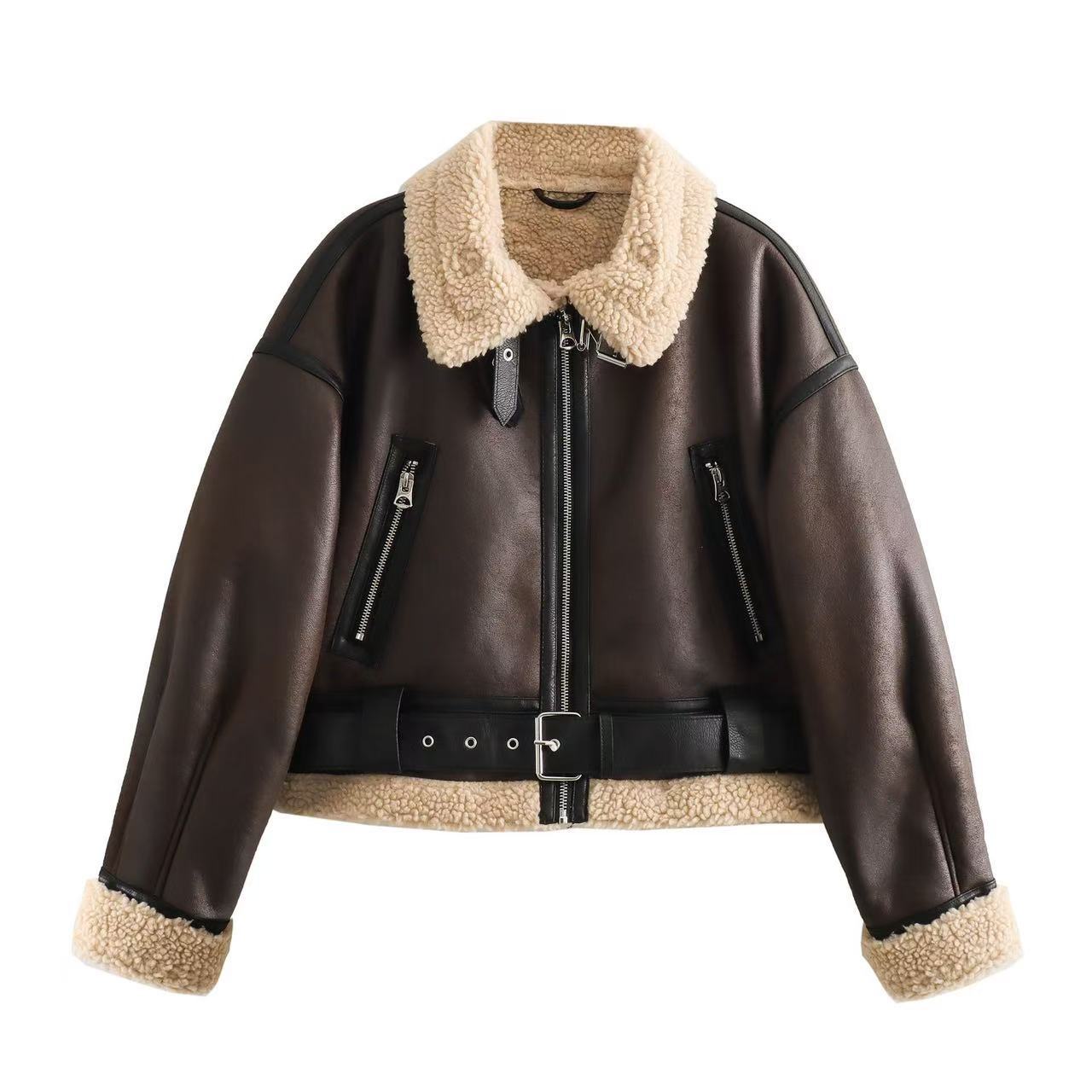 Women's Beautiful Fur One Retro Motorcycle Jackets