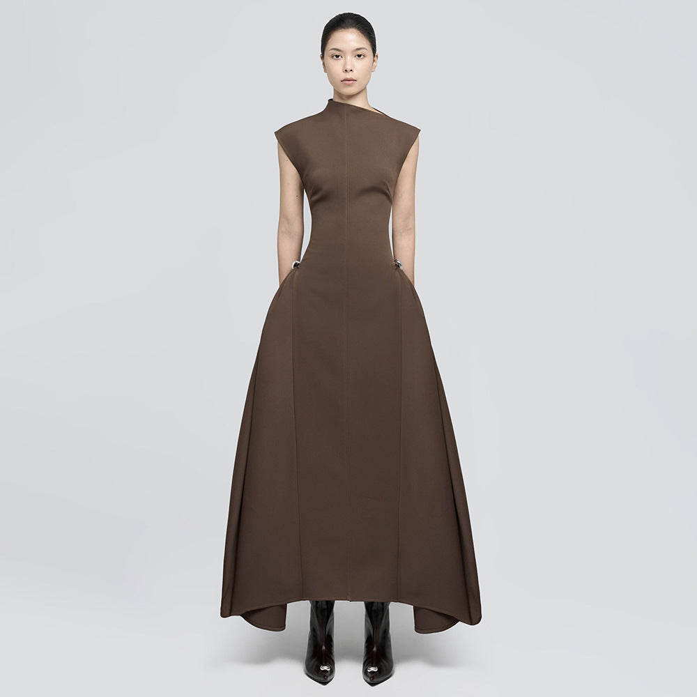 Women's Dress Simple Graceful Solid Color Round Neck Sleeveless Dresses