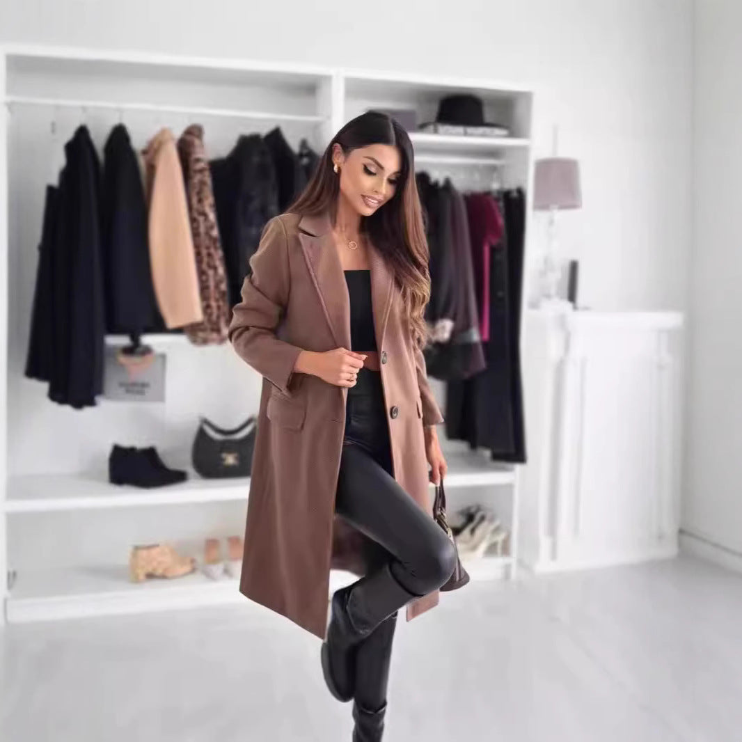 Women's Minimalist Long Sleeve Pure Color Ribbon Coats