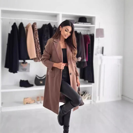 Women's Minimalist Long Sleeve Pure Color Ribbon Coats