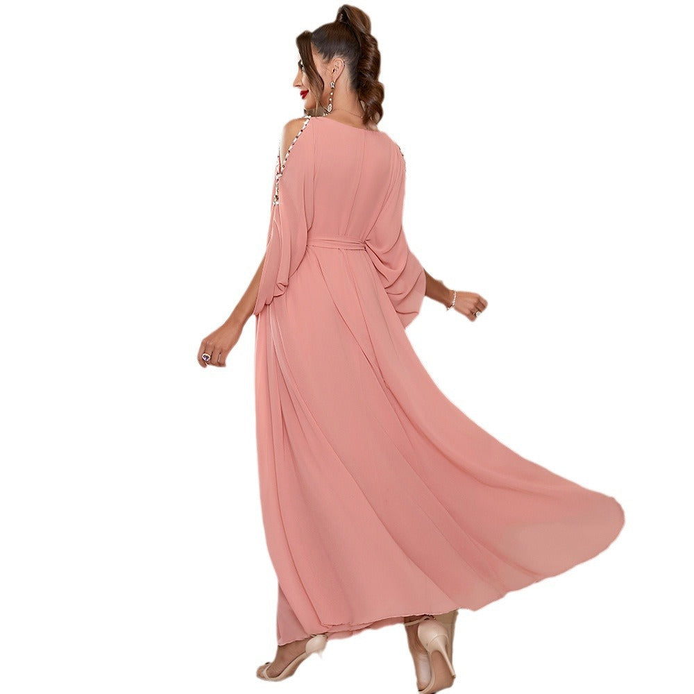 Coral Pink Party Diamond Large Swing Dresses