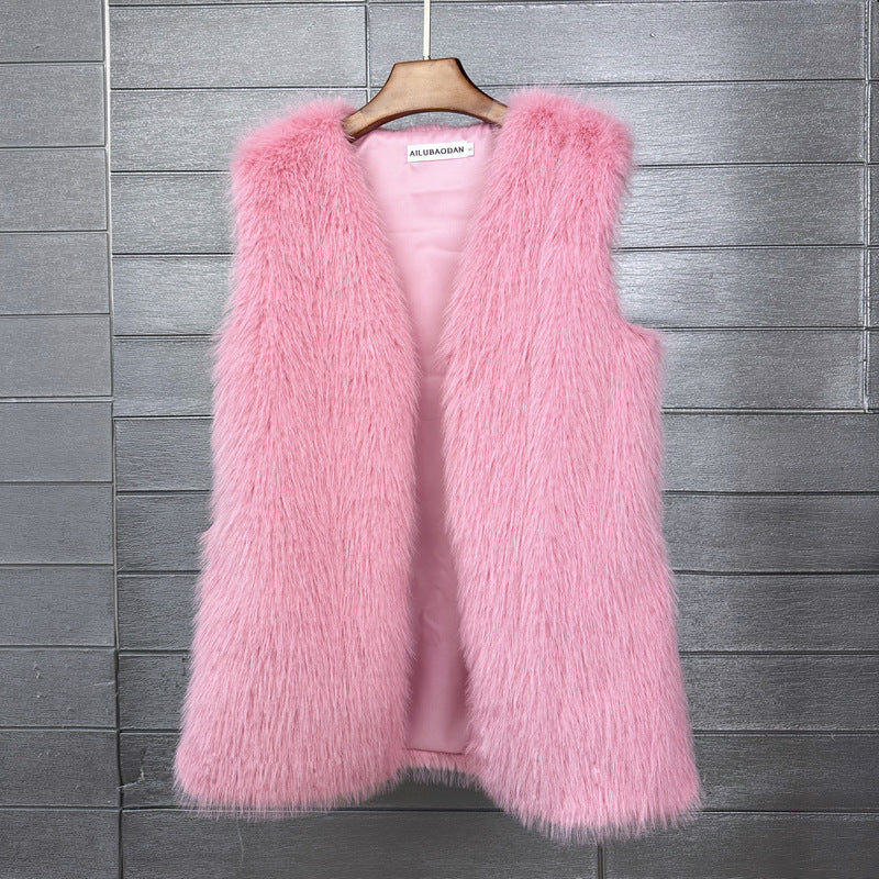 Women's Mid-length Fox Fur Warm Imitation Tuscan Coats