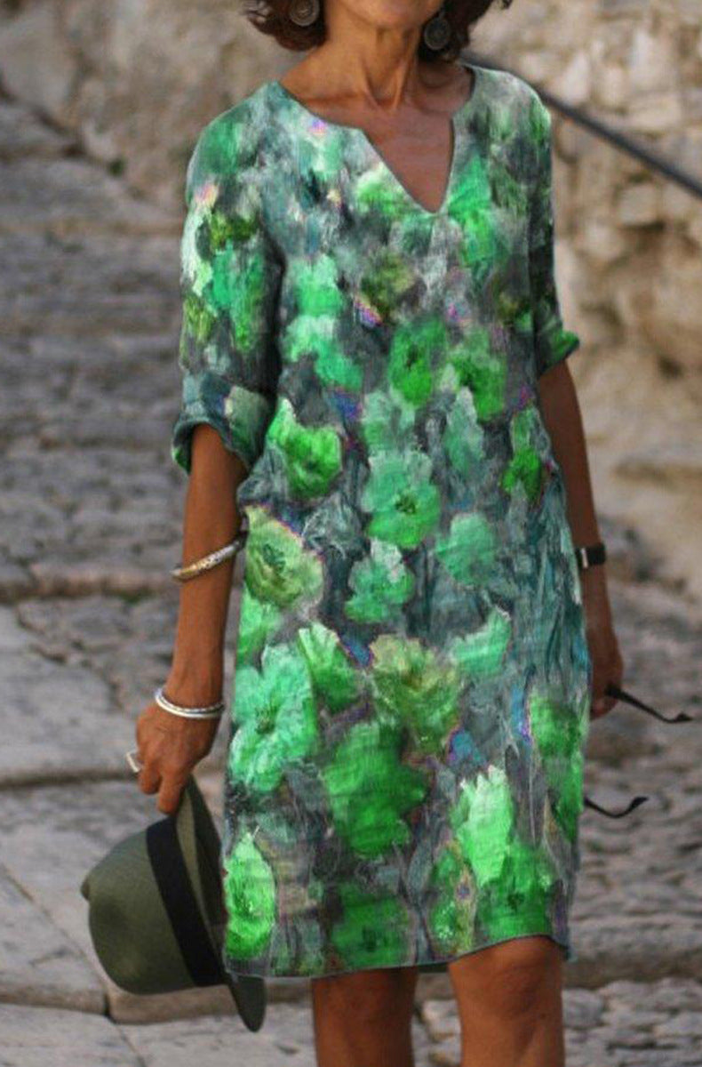 Women's Dress Autumn Fashion Positioning Flower Pattern Dresses
