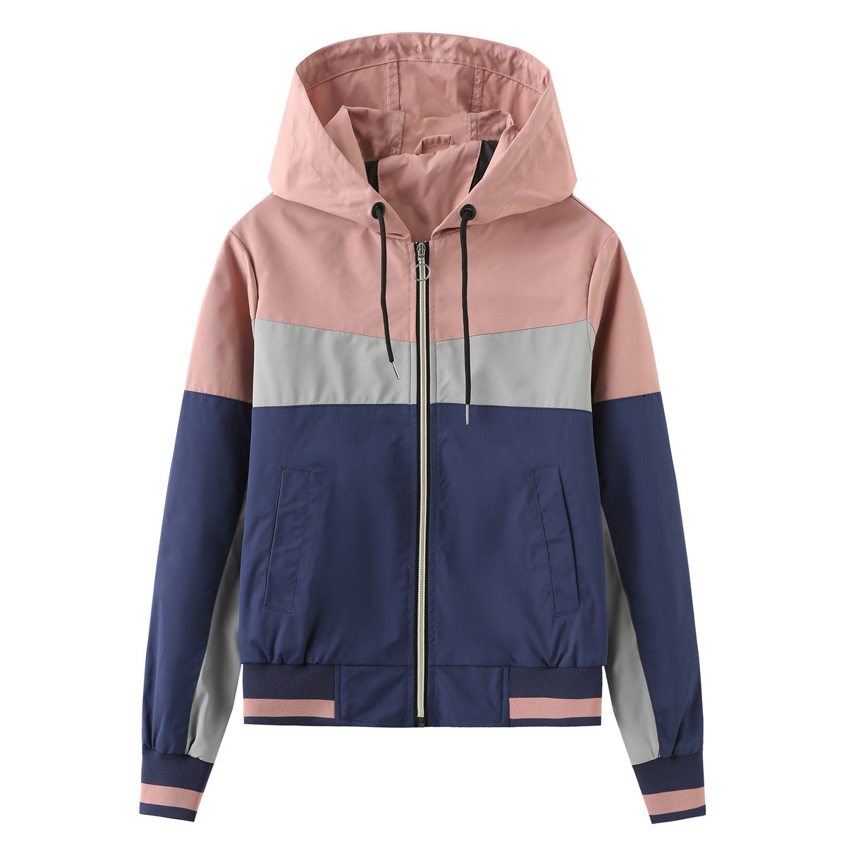 Women's Thin Anorak Color Long Sleeve Zipper Coats