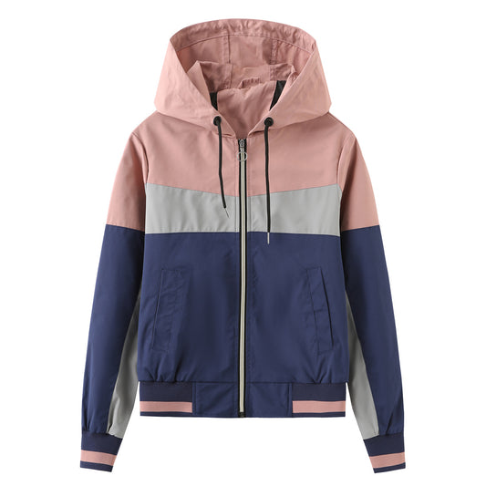 Women's Thin Anorak Color Long Sleeve Zipper Coats