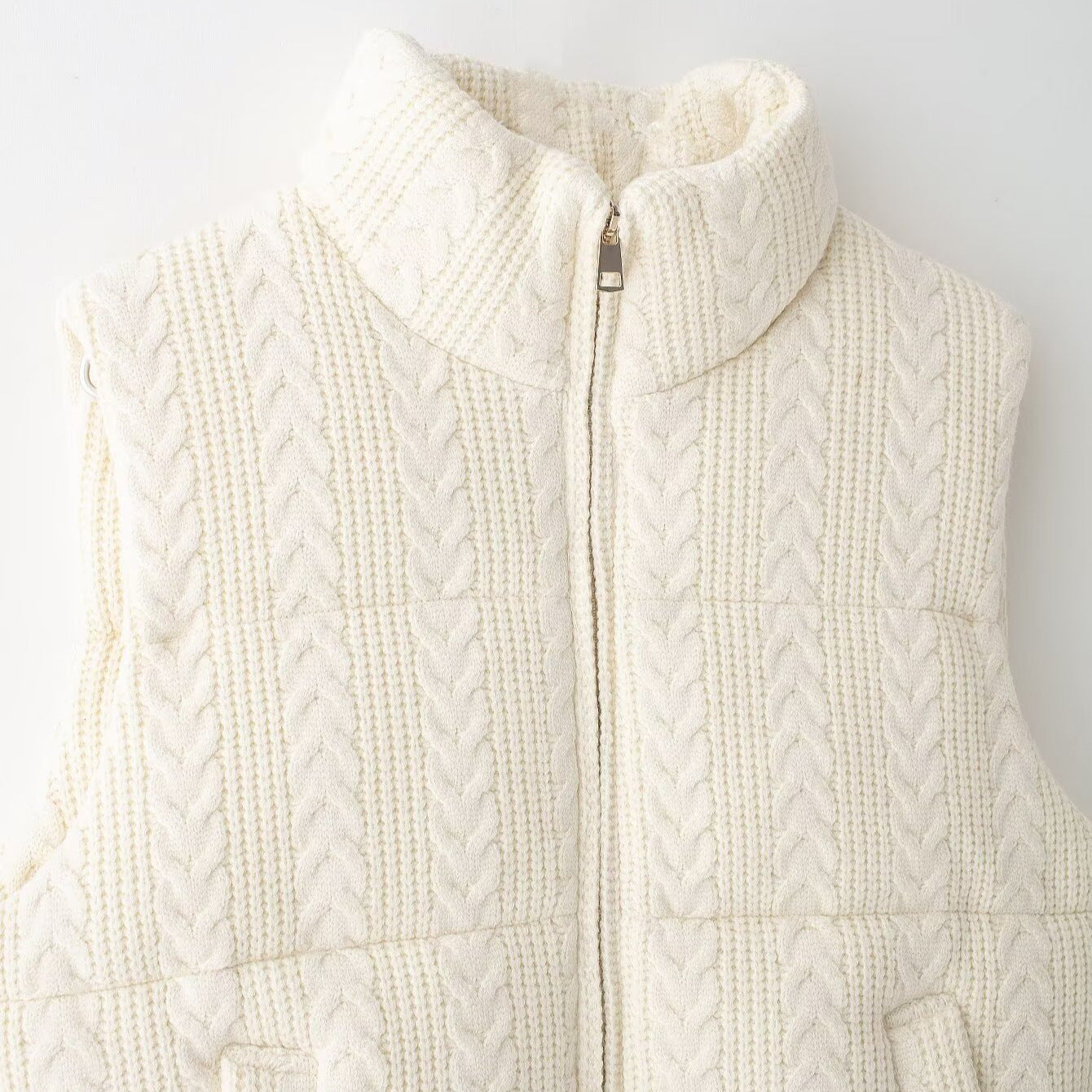 Women's Street Fashion Stand Collar Knitted Cotton Vests