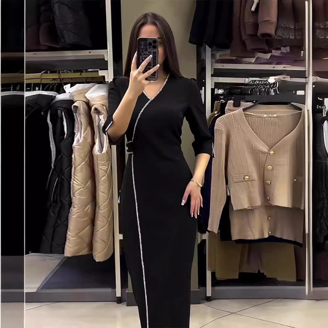 Autumn Long Sleeve Rhinestone Slim Fit Suits