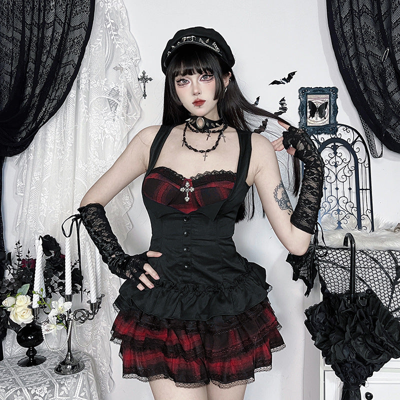 Plaid Subculture Dark Style Personality Street Skirts