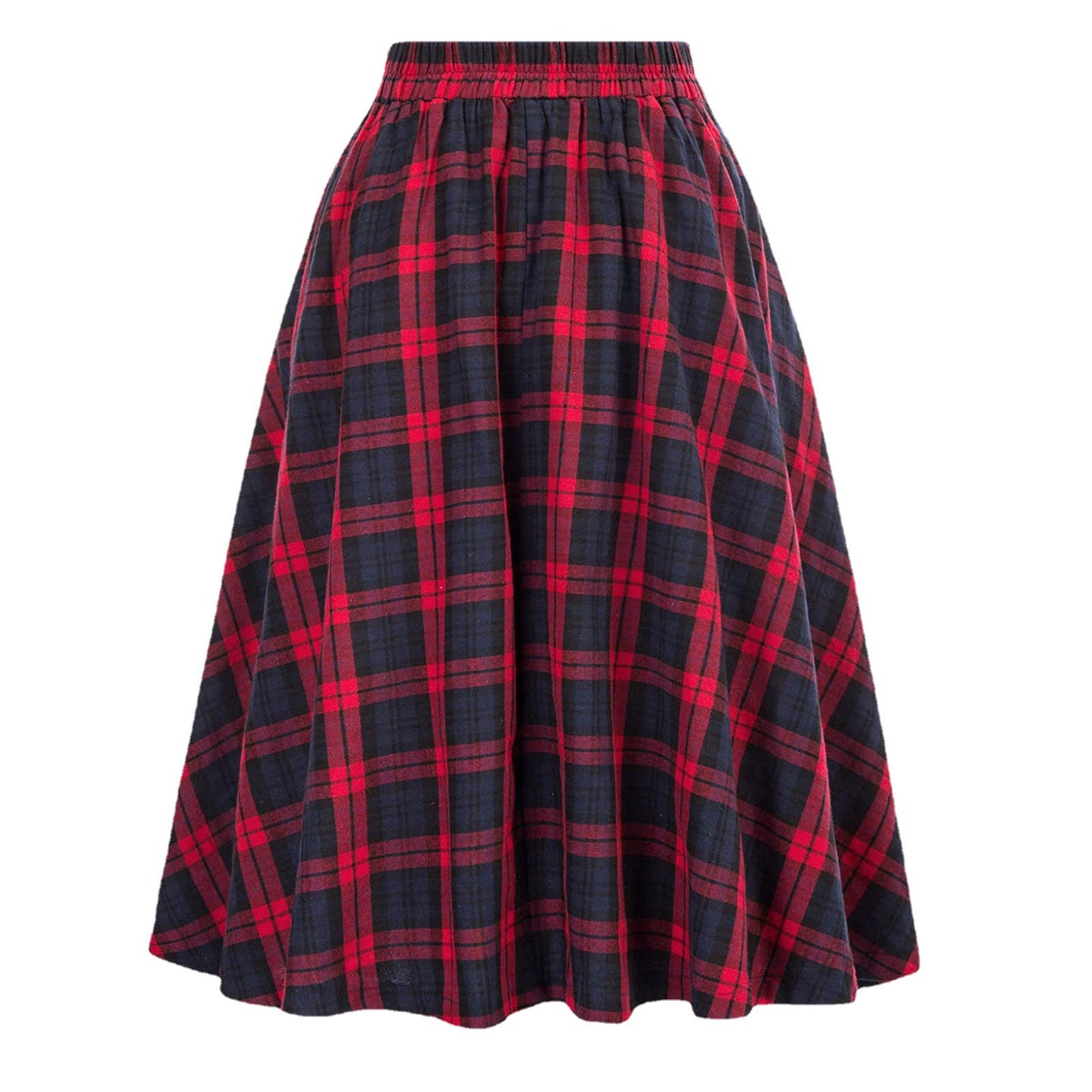 Women's Waist Plaid Big Hem Fashion Elastic Skirts