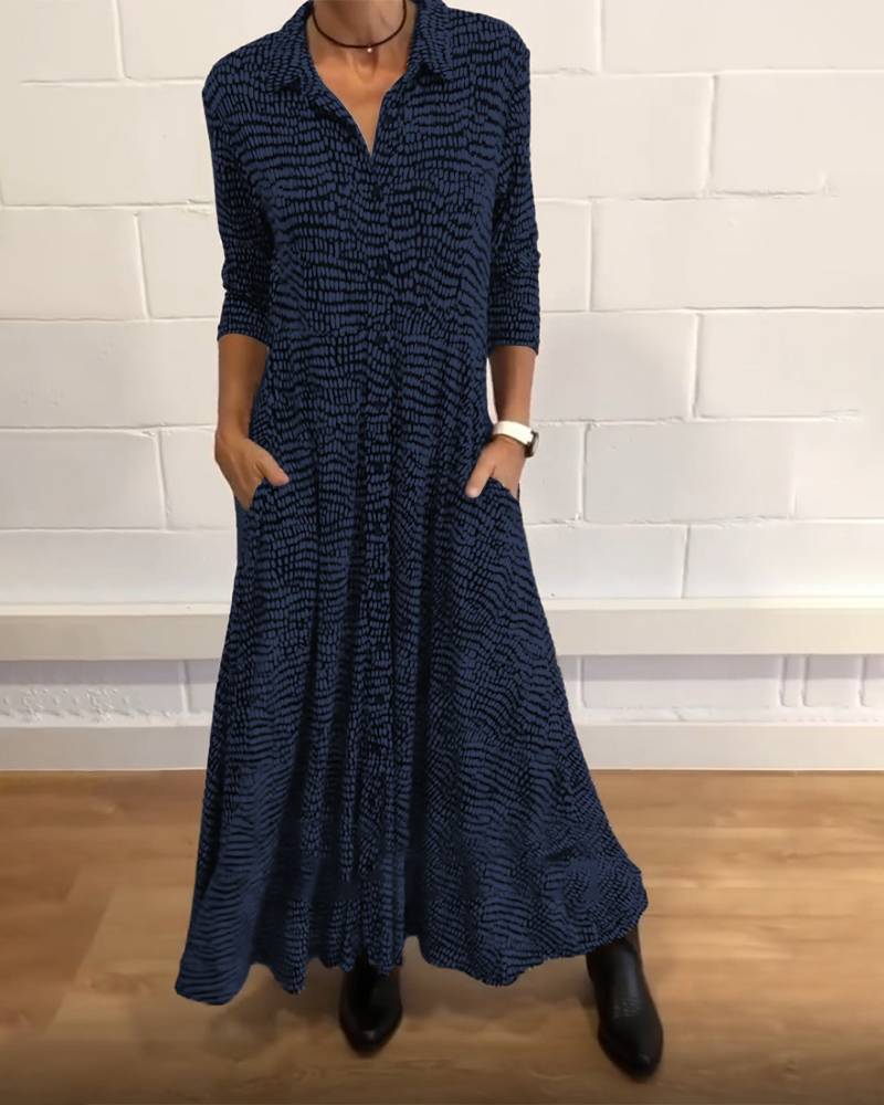 Durable Women's Fashion Printed Long Sleeve Dress