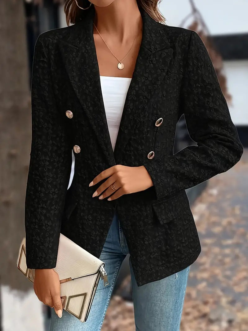 Women's Winter Fashion Temperament Pure Color Double Blazers