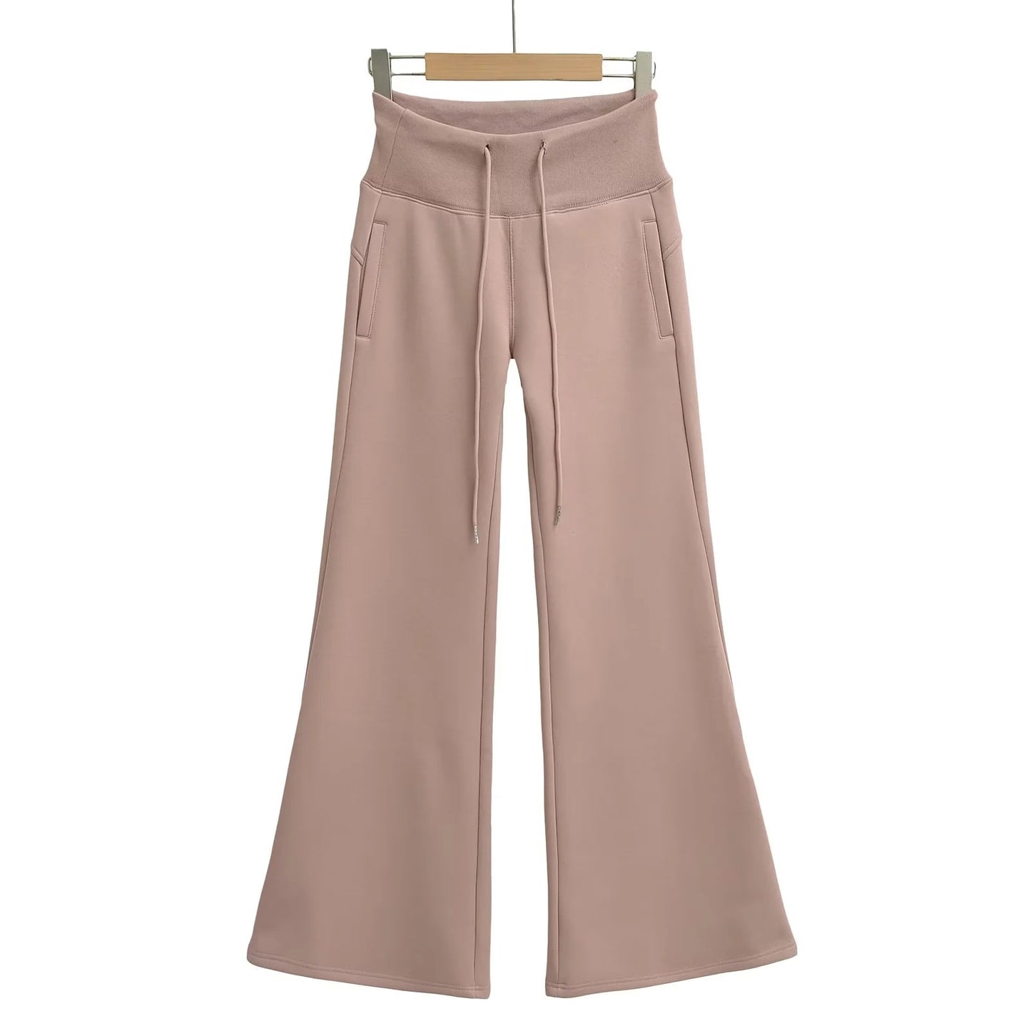 Women's Hot Drawstring Low Waist Fleece-lined Flared Pants