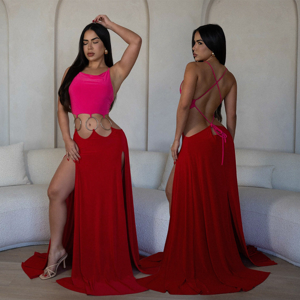 Women's Sexy Lacing Backless High Slit Dress Dresses