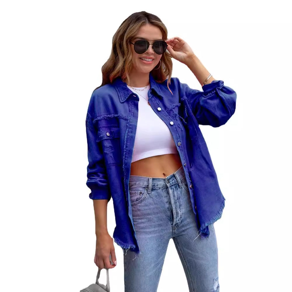 Women's Denim Ripped Simple Comfortable Slim Slimming Jackets