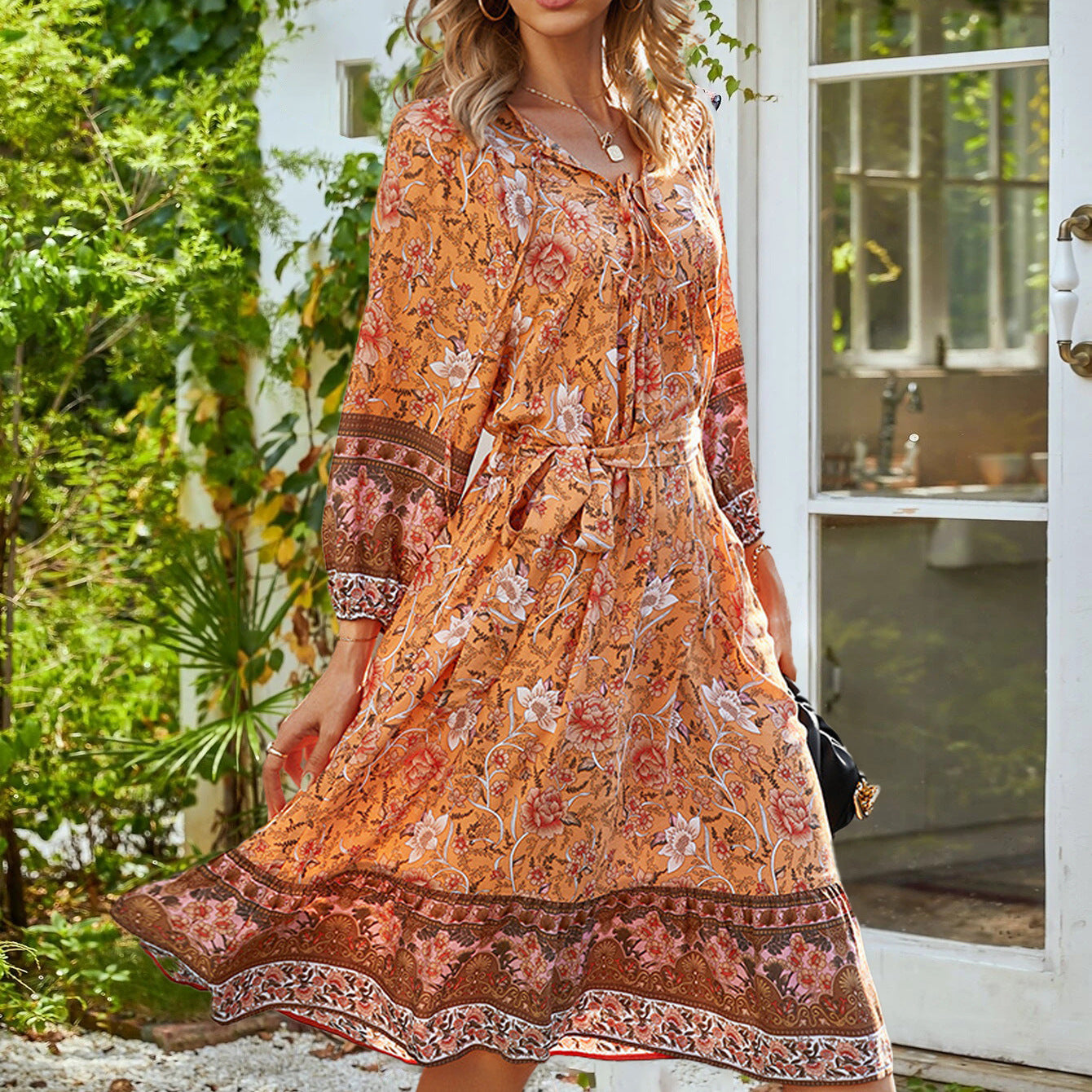 Women's Rayon Lace Printing Bohemian Dress Dresses