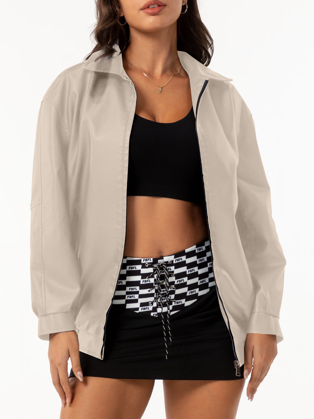 Popular Loose Leather Female Lady Long Jackets