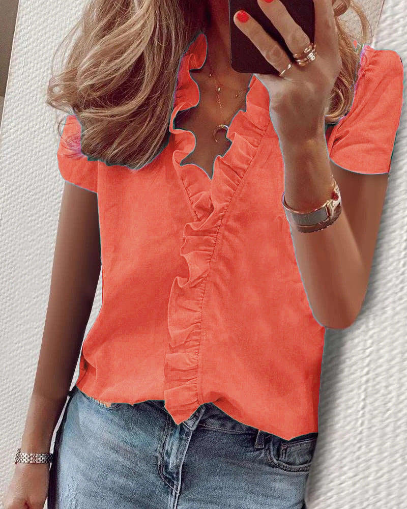 Women's Classy Comfortable Long Sleeve Ruffle Blouses