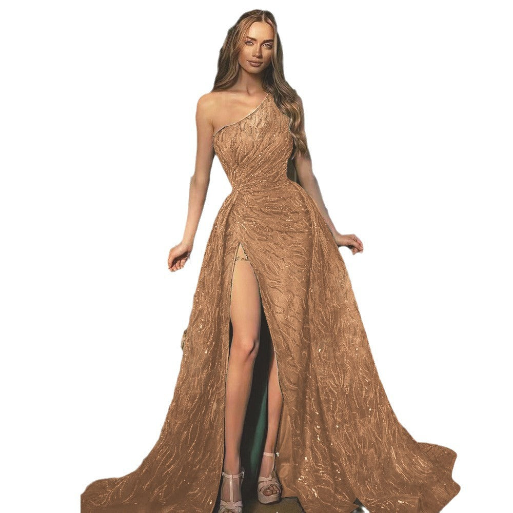 Women's Slit Dress Toast Sequin Sling Wedding Dresses