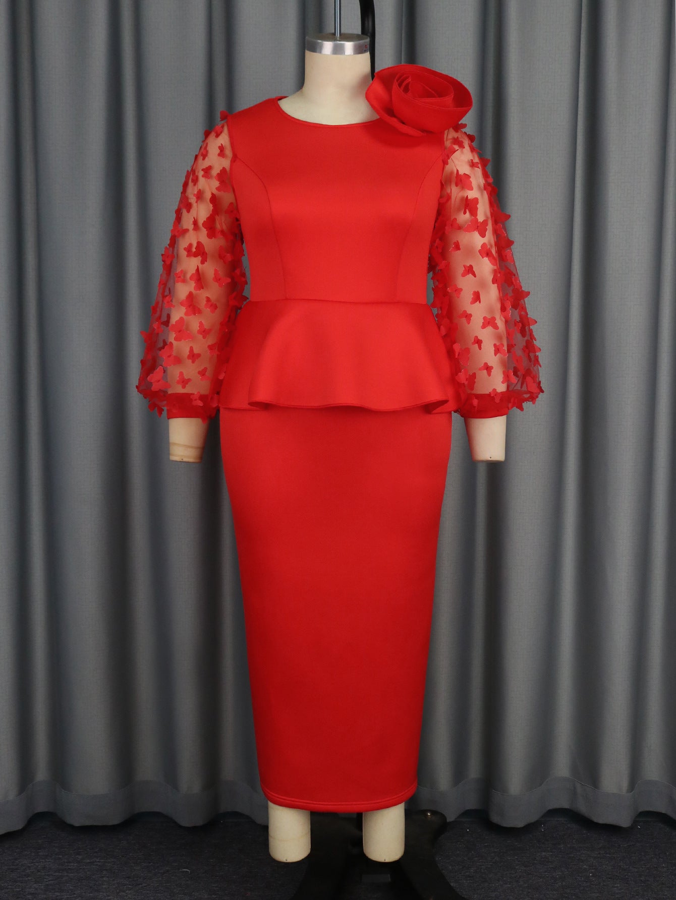 Fashion Lantern Sleeve Ruffled Dress Party Dresses