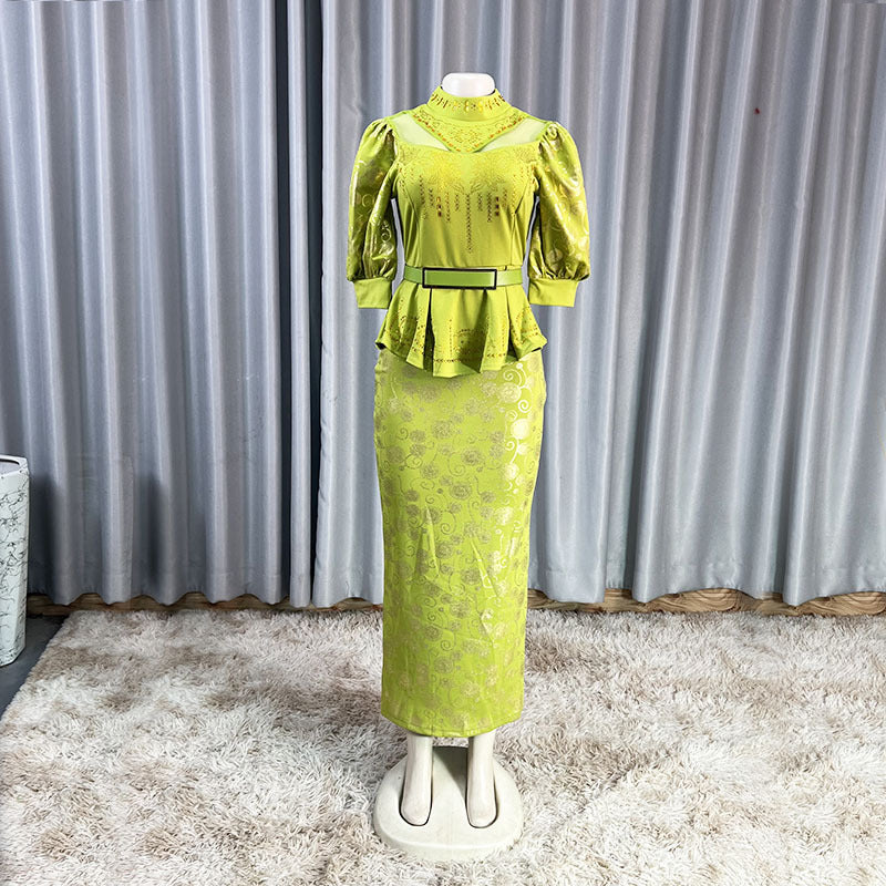 Women's Solid Color African Bronzing Rhinestone Printing Dresses