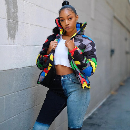 Women's & Men's & Can Wear Colorful Camouflage Printing Coats