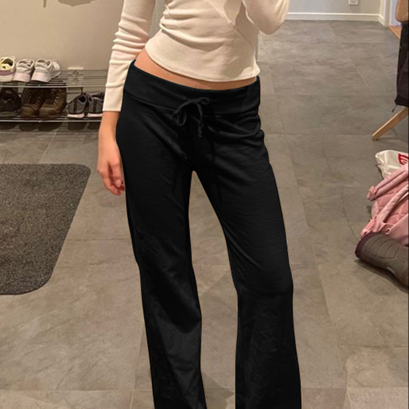 Women's Vacation Style Design Waist Solid Color Pants