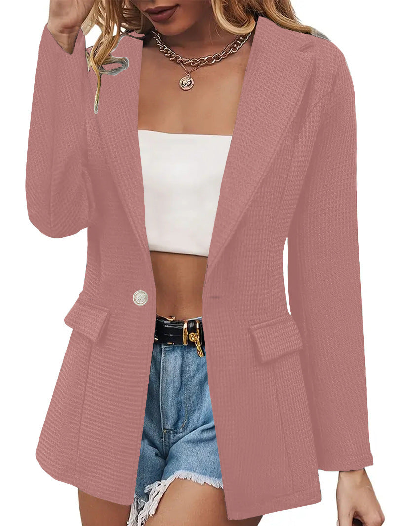Women's Faux Pocket Casual Fashion Long Sleeve Solid Color Blazers