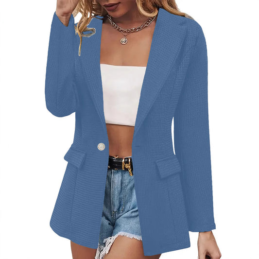 Women's Faux Pocket Casual Fashion Long Sleeve Solid Color Blazers