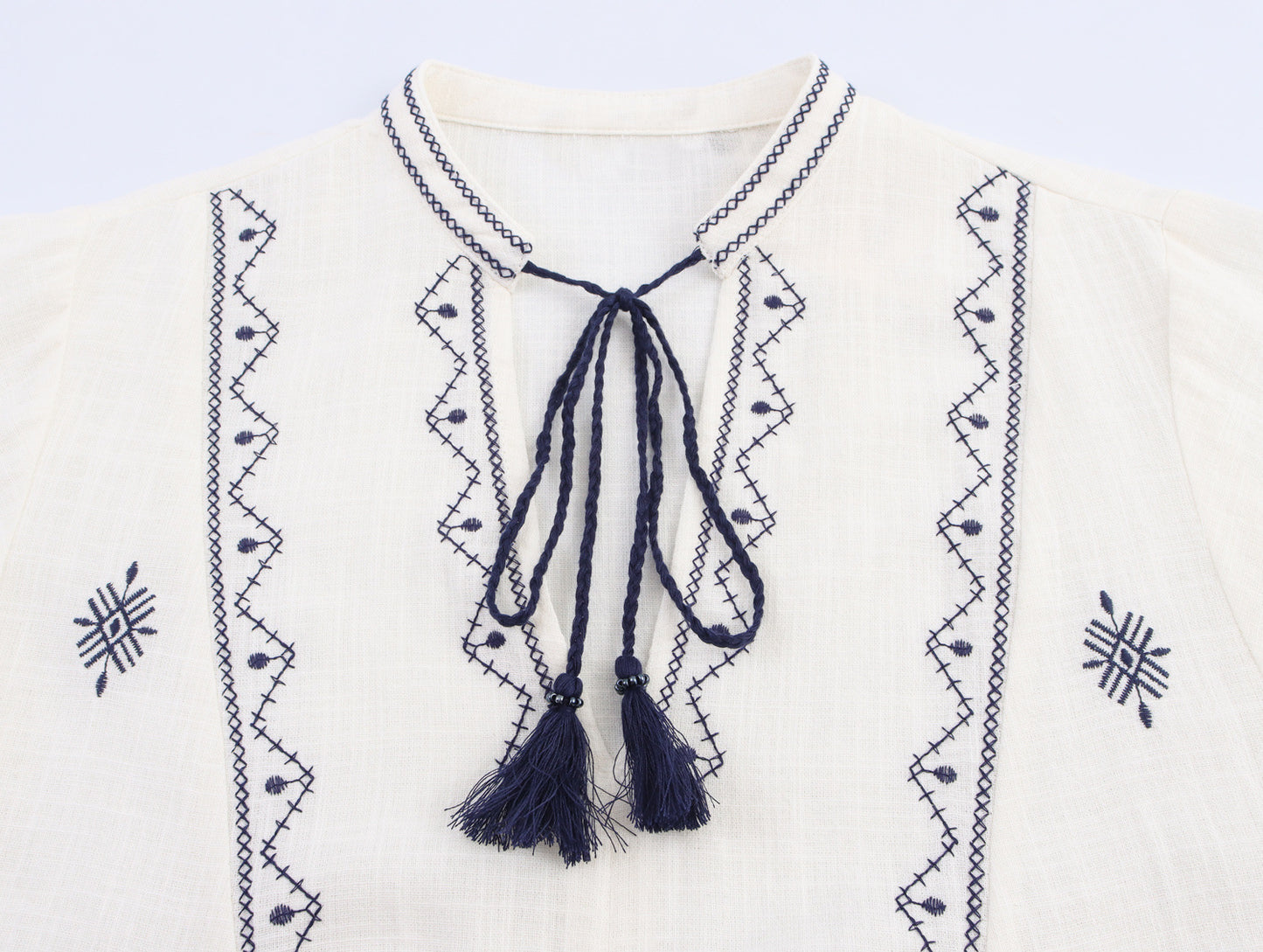 Women's Fashion Casual Retro Style Embroidered Shirt Blouses