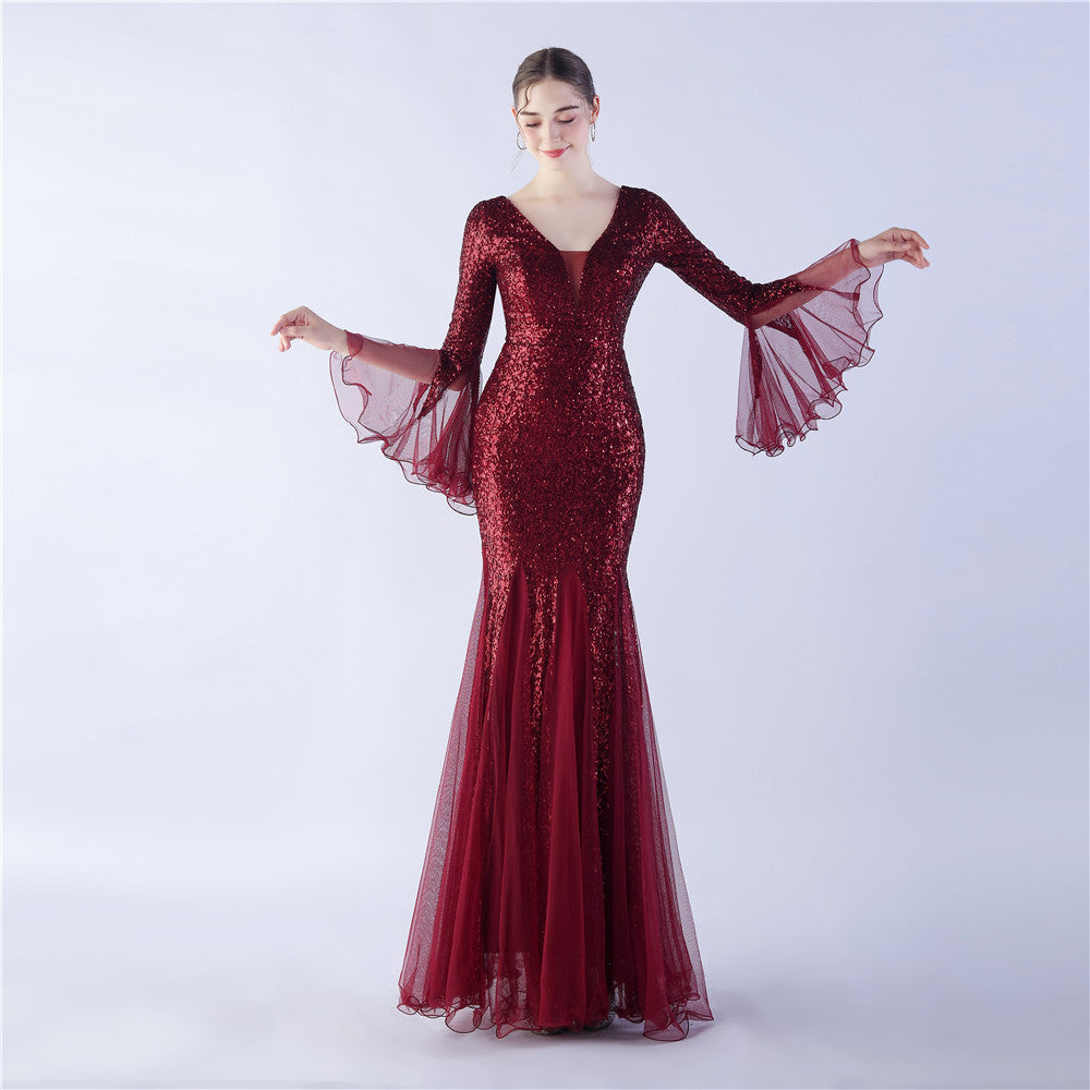 Craft Encryption Mesh Dinner Stage Sequined Wedding Dresses