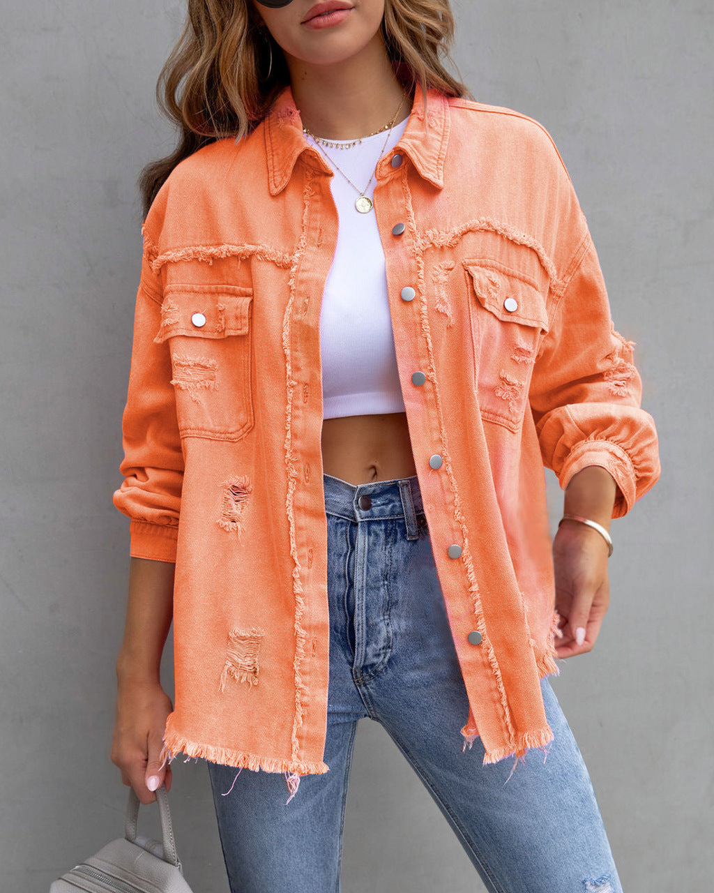 Women's Denim Ripped Simple Comfortable Slim Slimming Jackets