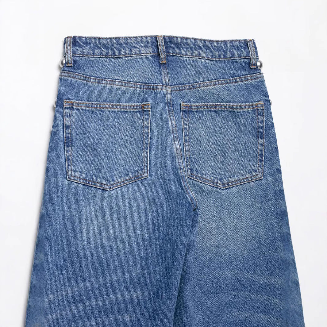 Women's Summer Decorative Rivets Denim Trousers Jeans