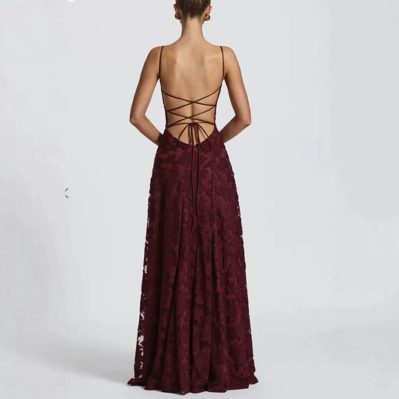 Women's Jacquard Sexy Slim Strap Dress Backless Dresses