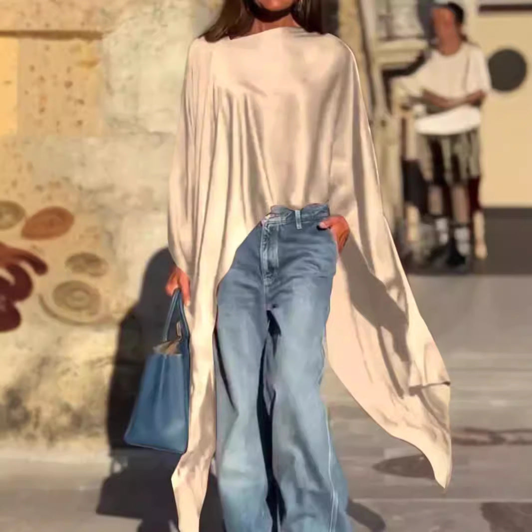 Women's Color Irregular Hem Loose Stylish Long Blouses