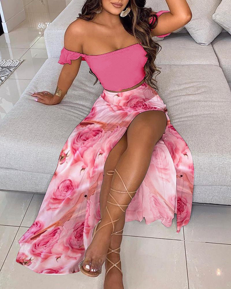Women's French Bohemian Printed Mid-length Retro Tube Suits