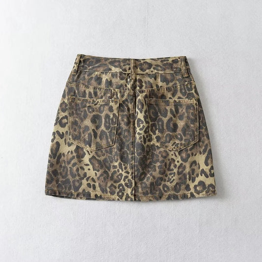 Women's American Sexy Leopard Print High Waist Skirts
