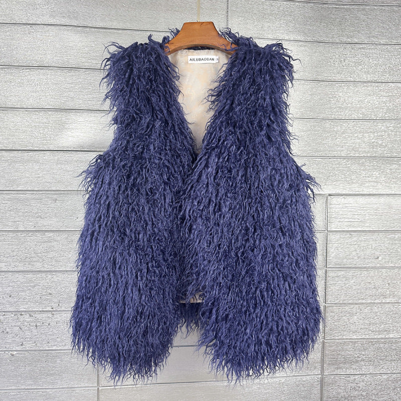 Women's Winter Mid-length Imitated Tibet Sheep Fur Coats