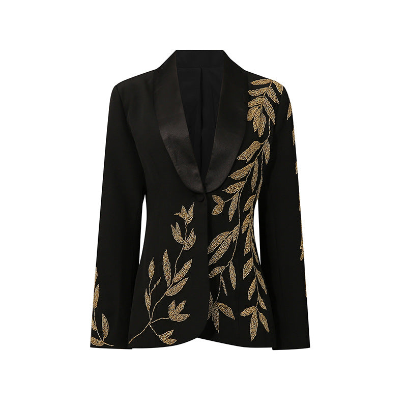 Women's Temperament Commute Style Fashionable Embroidered Small Coats