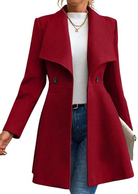 Women's Fit Long Fashion Lapel Woolen With Coats