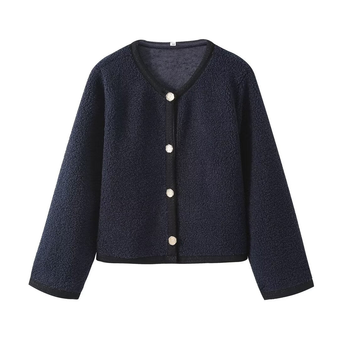 Women's Solid Color Classic Style Knitted Woolen Coats