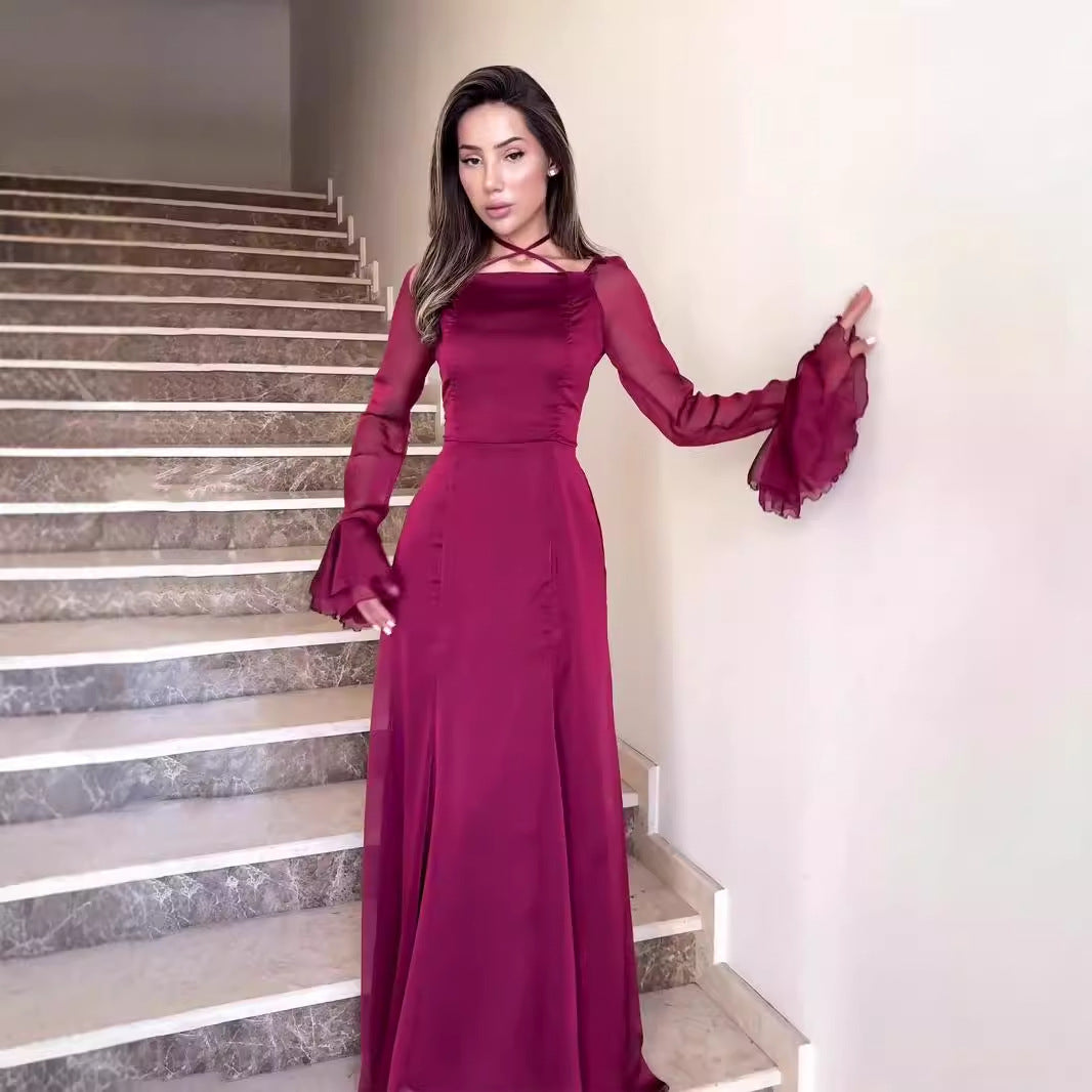 Autumn Gentle Chiffon Ruffled Elegant Tied Dresses