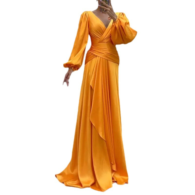 Summer Cross Fitted Waist Pleated Long Dresses