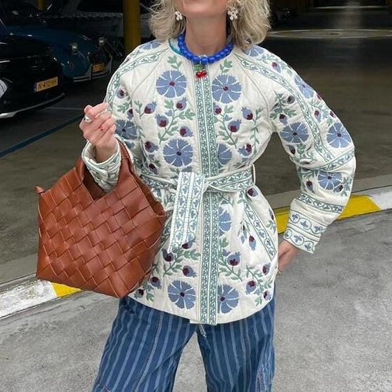 Stylish Glamorous Single-breasted Long Sleeve Printed Coats
