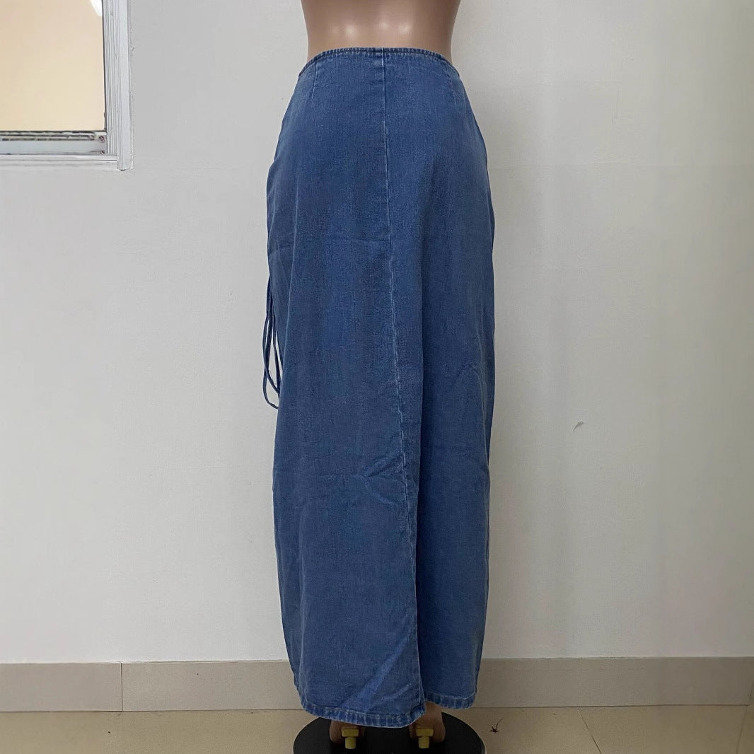 Women's Fashion Corns Threading Rope Side Slit Skirts