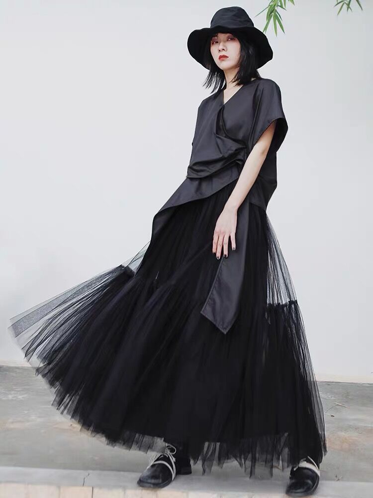 Women's Tail Mesh Bubble High-grade Stitching Elastic Skirts