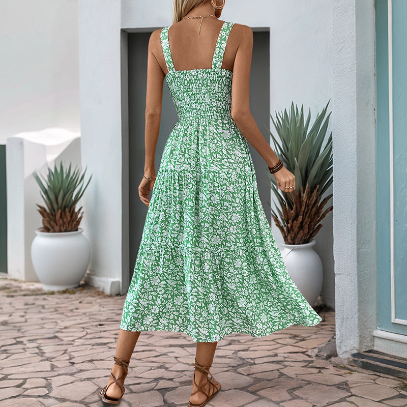 Women's Printing Slip Dress Sweet Fresh Pastoral Dresses