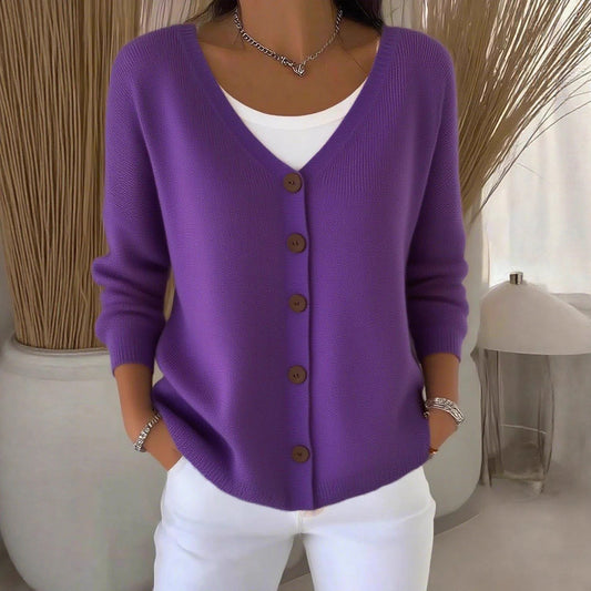 Women's Solid Color Knitted Button Loose Casual Sweaters