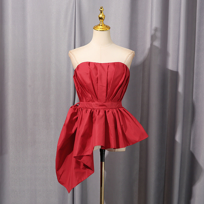 Affordable Luxury Sexy Style Summer Ruffled Tube Cinched Tops