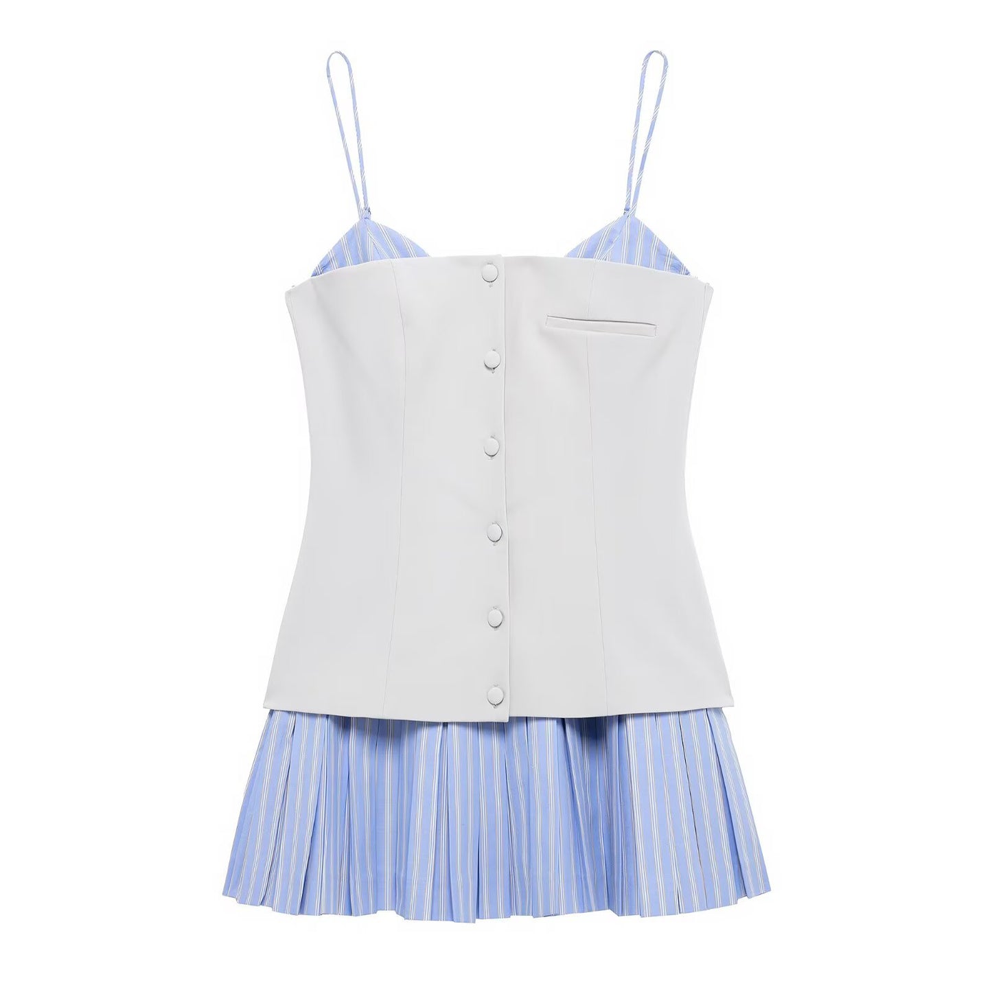 Women's Spring Fashion Sexy Poplin Splicing Sling Dresses