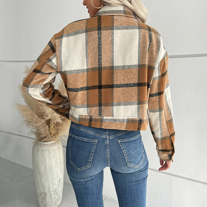 Women's Pretty Classic Plaid Shirt Retro Jackets